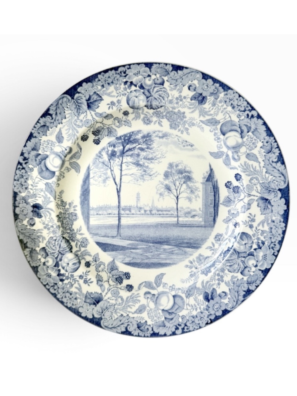 Vintage Wedgwood Harvard University Freshman Halls Blue Transferware Plate